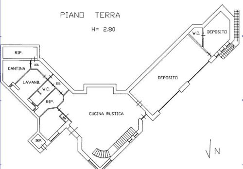 Planimetria Villa di pregio con corte e terreni di pertinenza
