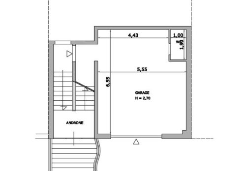 Planimetria Appartamento piano secondo con box di pertinenza al piano terra