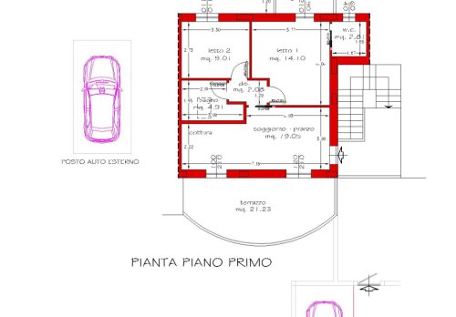 Planimetria Abitazione indipendente arredata con posti auto nel Residence "Borgo San Maritno"