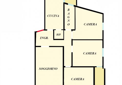 Planimetria Avenza: Appartamento con 3 camere e box auto