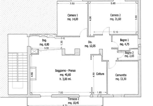 Planimetria Appartamento con 3 camere