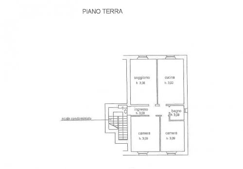 Planimetria appartamento con resede, magazzino e deposito