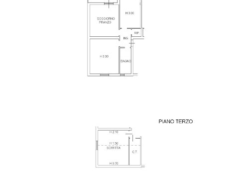 Planimetria appartamento con terrazza e soffitta