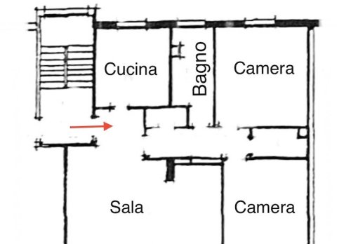 Planimetria Quadrilocale con garage e terrazzo
