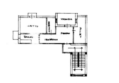 Planimetria Appartamento di mq 65 al Piano Attico con veranda