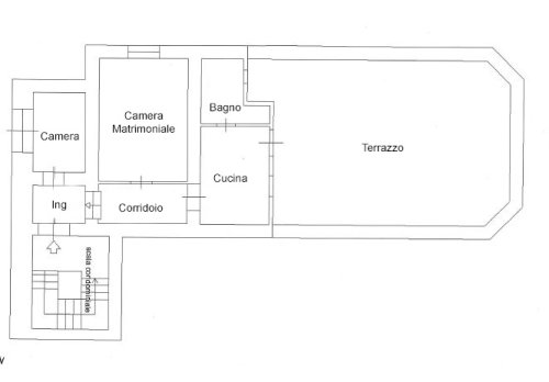 Planimetria Appartamento con terrazzo a livello di 66mq, 2 camere