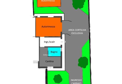 Planimetria Porzione con garage e giardino privato