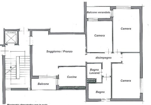 Planimetria Appartamento 3 camere e 2 bagni oggetto di superbonus 110%